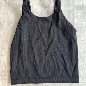 Black compression workout top active crop top summer athleisure womens XL